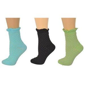 Women Cotton Small Diamond Quarter 3 pair Socks